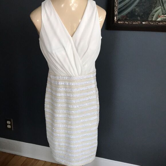 laundry (Shelli Segal) ivory/white sequin skirt midi, size 0 - Picture 1 of 8